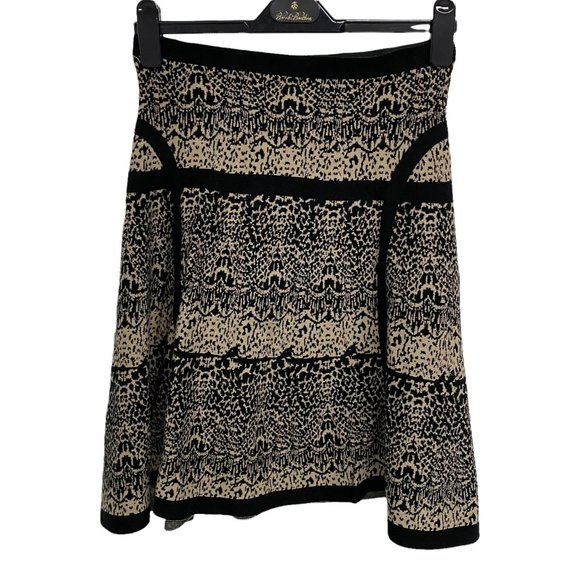 Sloni petite women's knit skirt A-line pull on black beige size P/M - Picture 7 of 8